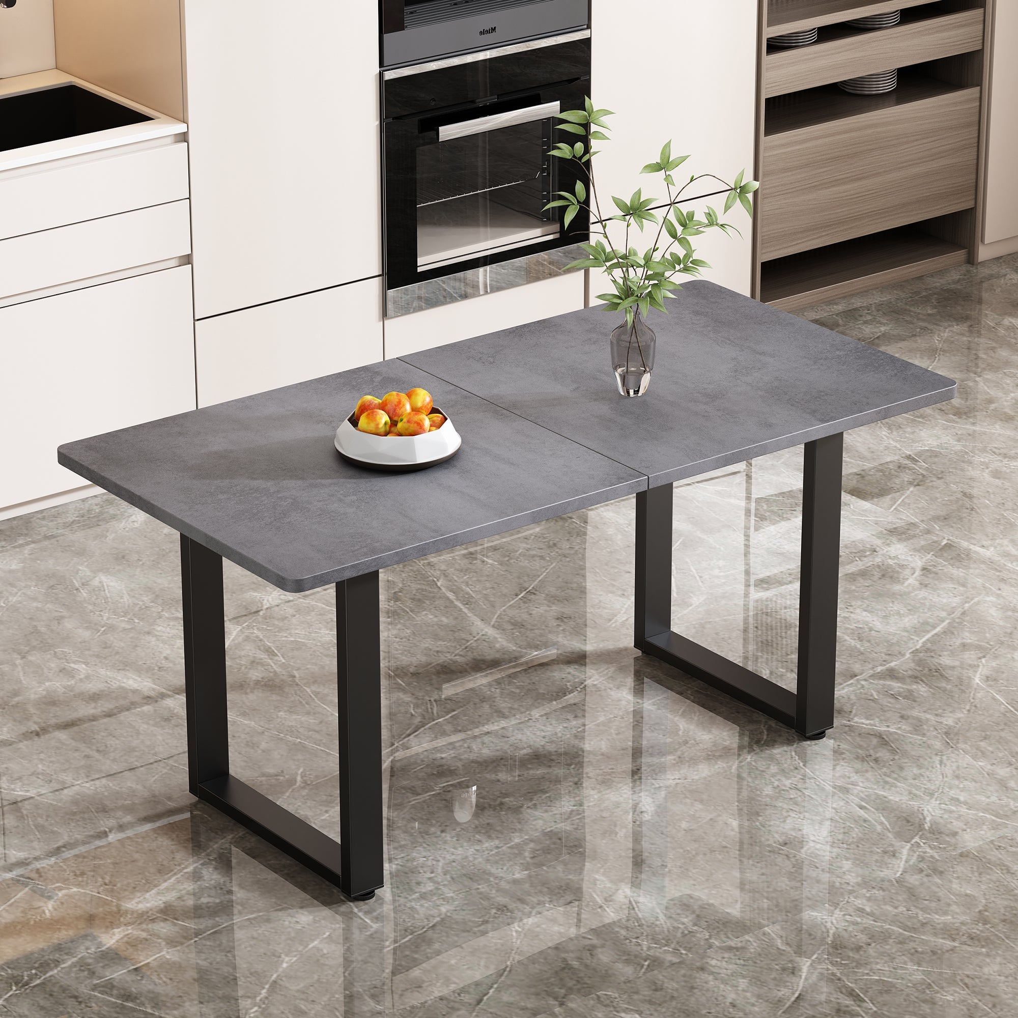 Dining Table Industrial Style Rectangular Iron - Grey