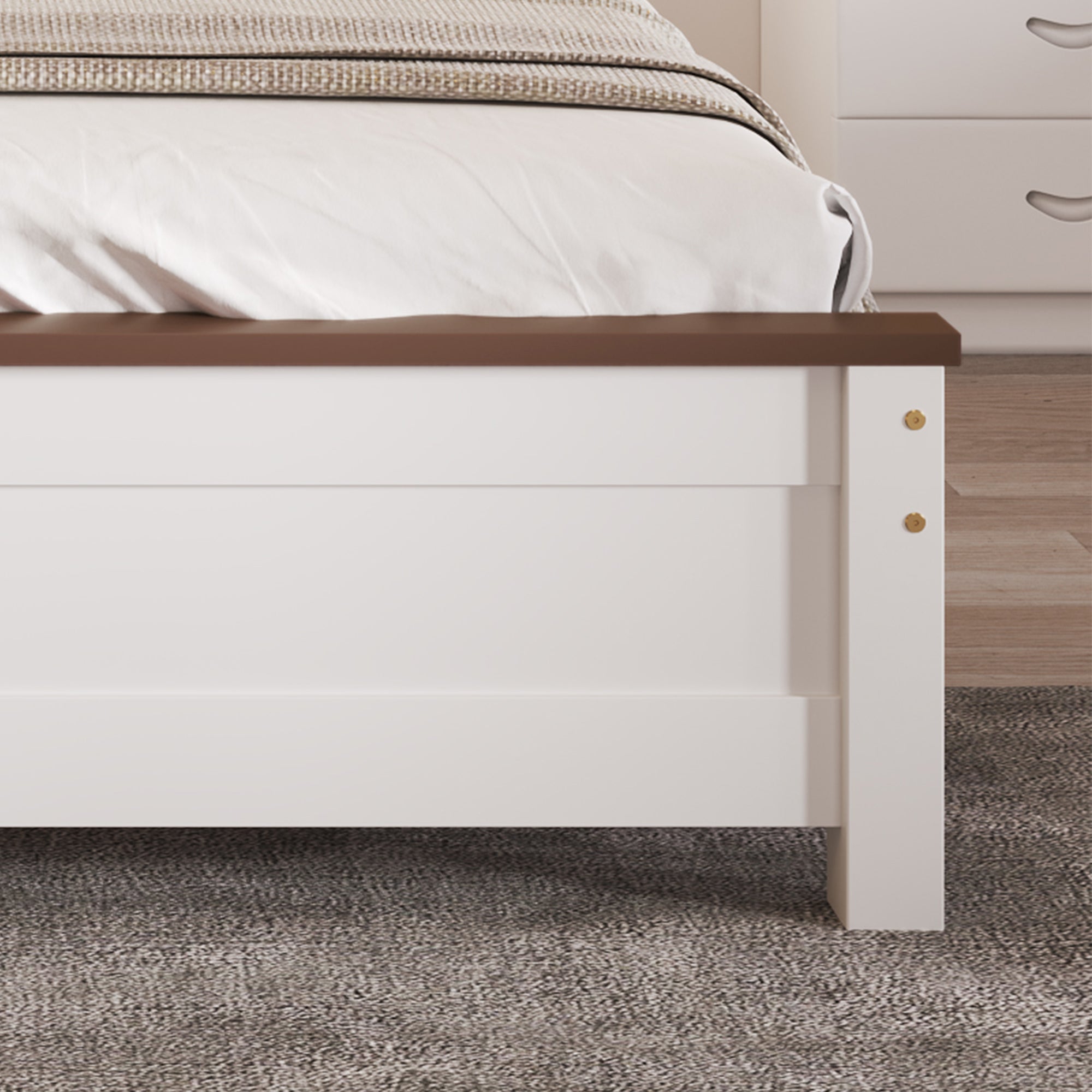 Single Bed Wooden Pine Wood Frame with MDF Head/Footboard 90x200 cm, White