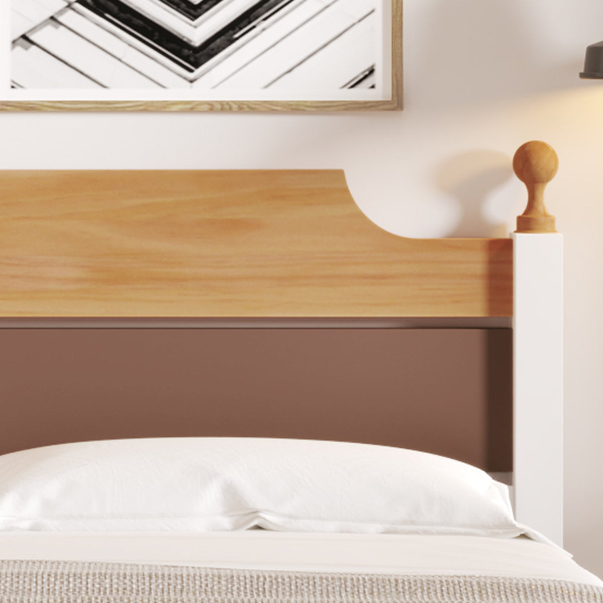 Single Bed Wooden Pine Wood Frame with MDF Head/Footboard 90x200 cm, White