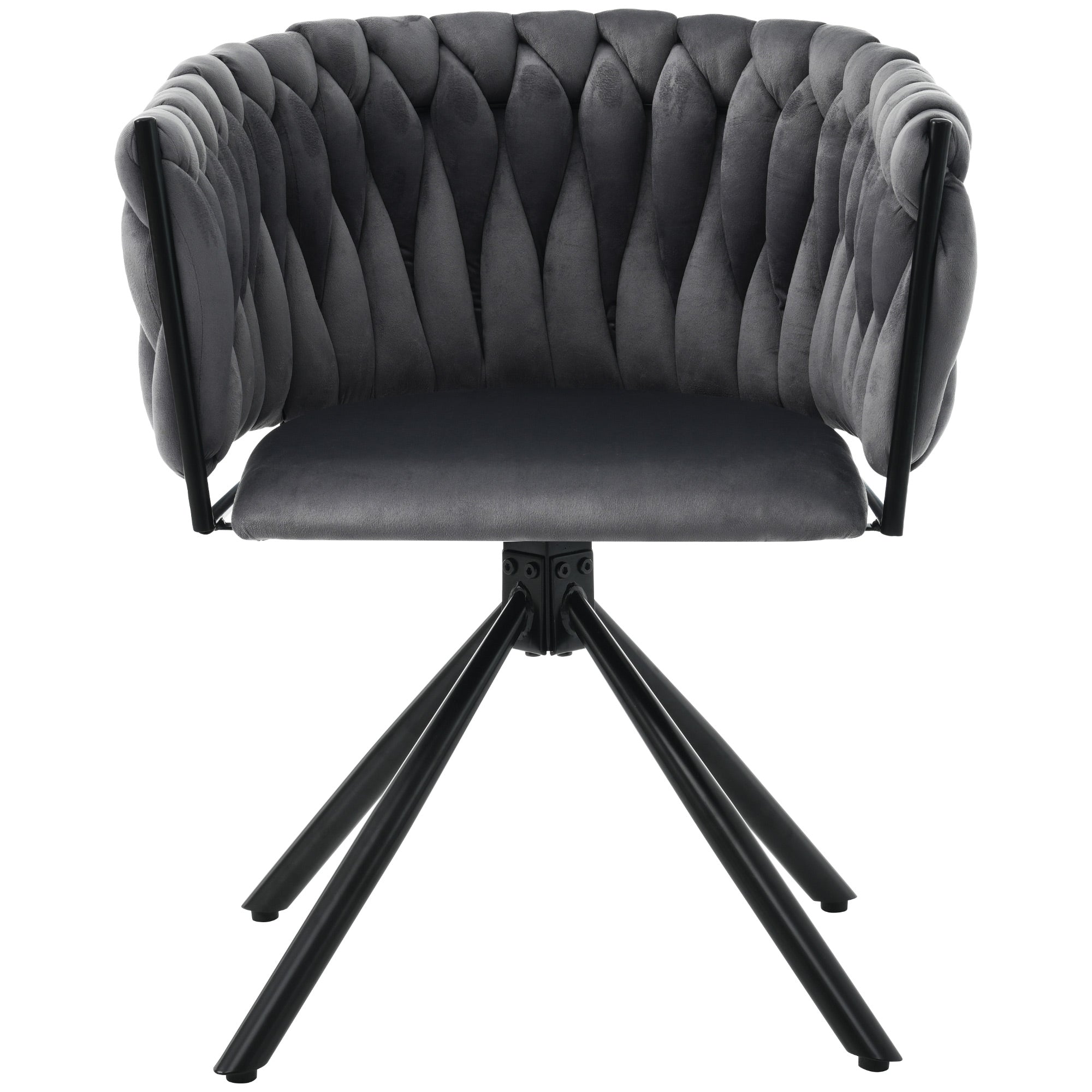 Velvet Dining Chair, Set of 4, Swivel Leisure Chair with Metal Legs, Grey