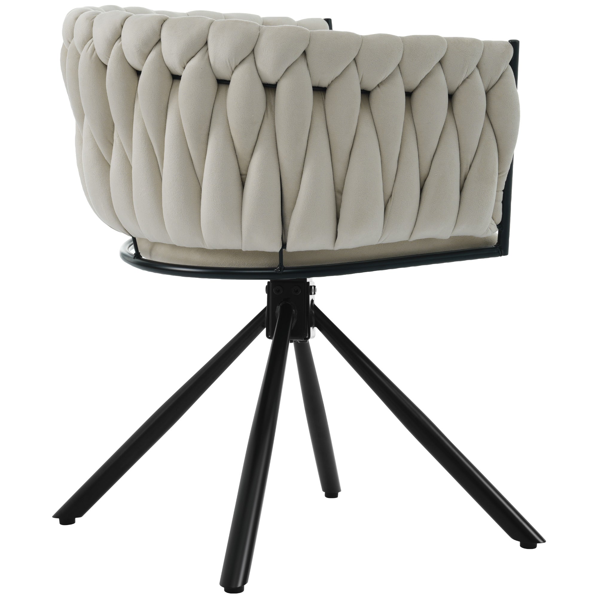 Velvet Dining Chair, Set of 6 Luxury Swivel Leisure Chairs with Metal Legs, Beige Velvet