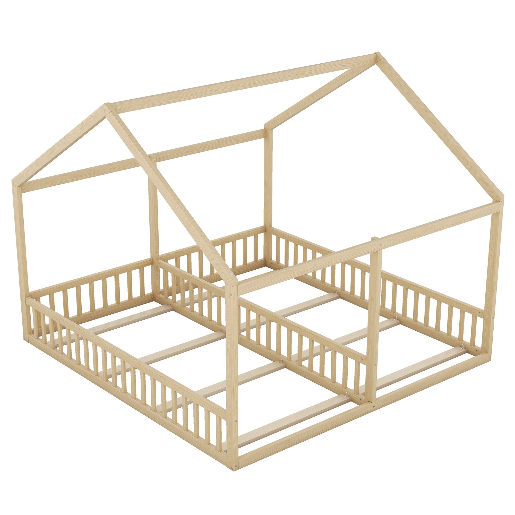 Single House Bed 90x200cm Flat 2-in-1 - Natural