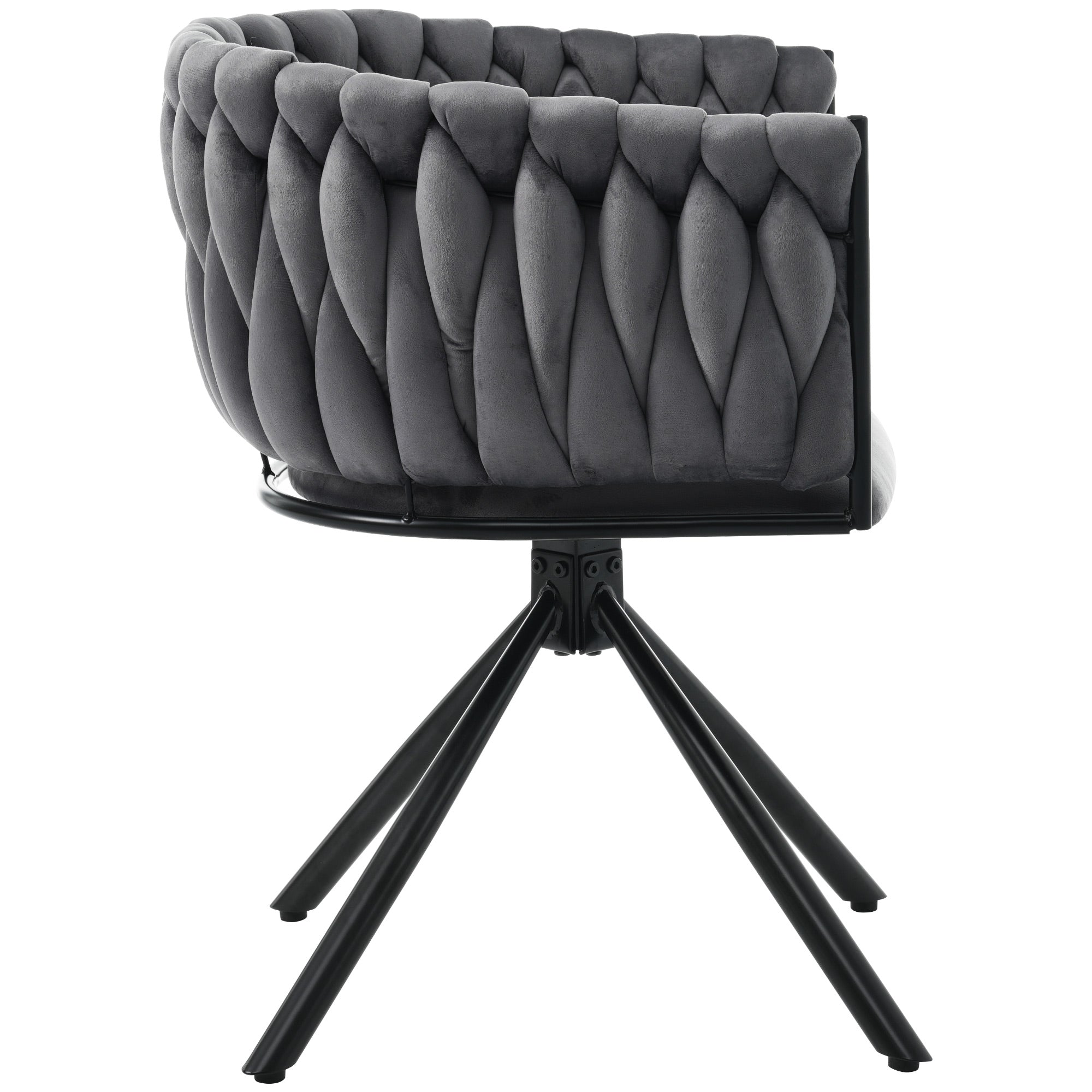 Velvet Swivel Dining Chairs, Set of 6, Leisure Armchair with Metal Legs, Grey Velvet