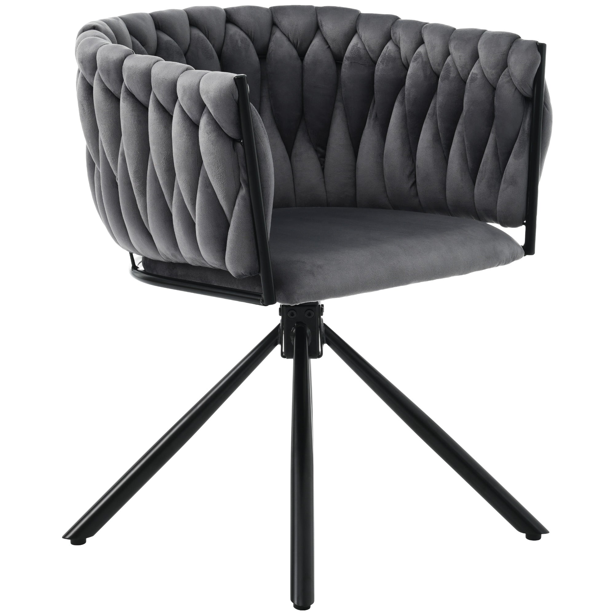 Velvet Dining Chair, Set of 4, Swivel Leisure Chair with Metal Legs, Grey