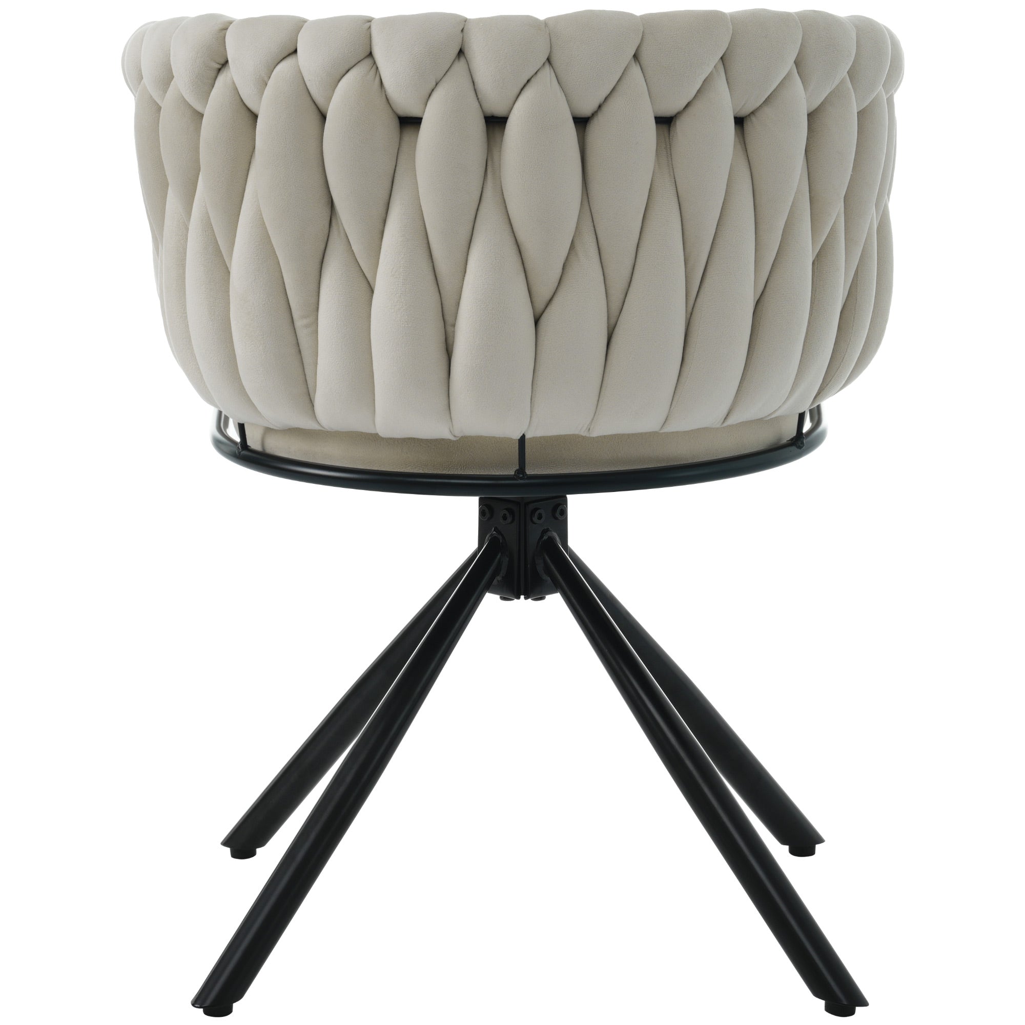 Velvet Dining Chair, Set of 6 Luxury Swivel Leisure Chairs with Metal Legs, Beige Velvet