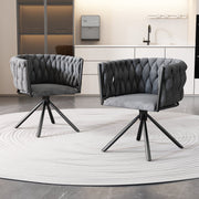 Swivel Dining Chair, Set of 2, Luxury Leisure Chair with Metal Legs, Grey Velvet
