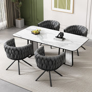Velvet Dining Chair, Set of 4, Swivel Leisure Chair with Metal Legs, Grey