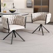 Set of 2, Velvet Dining Chair, Single Light Luxury Living Room Bedroom Swivel Chair, Beige