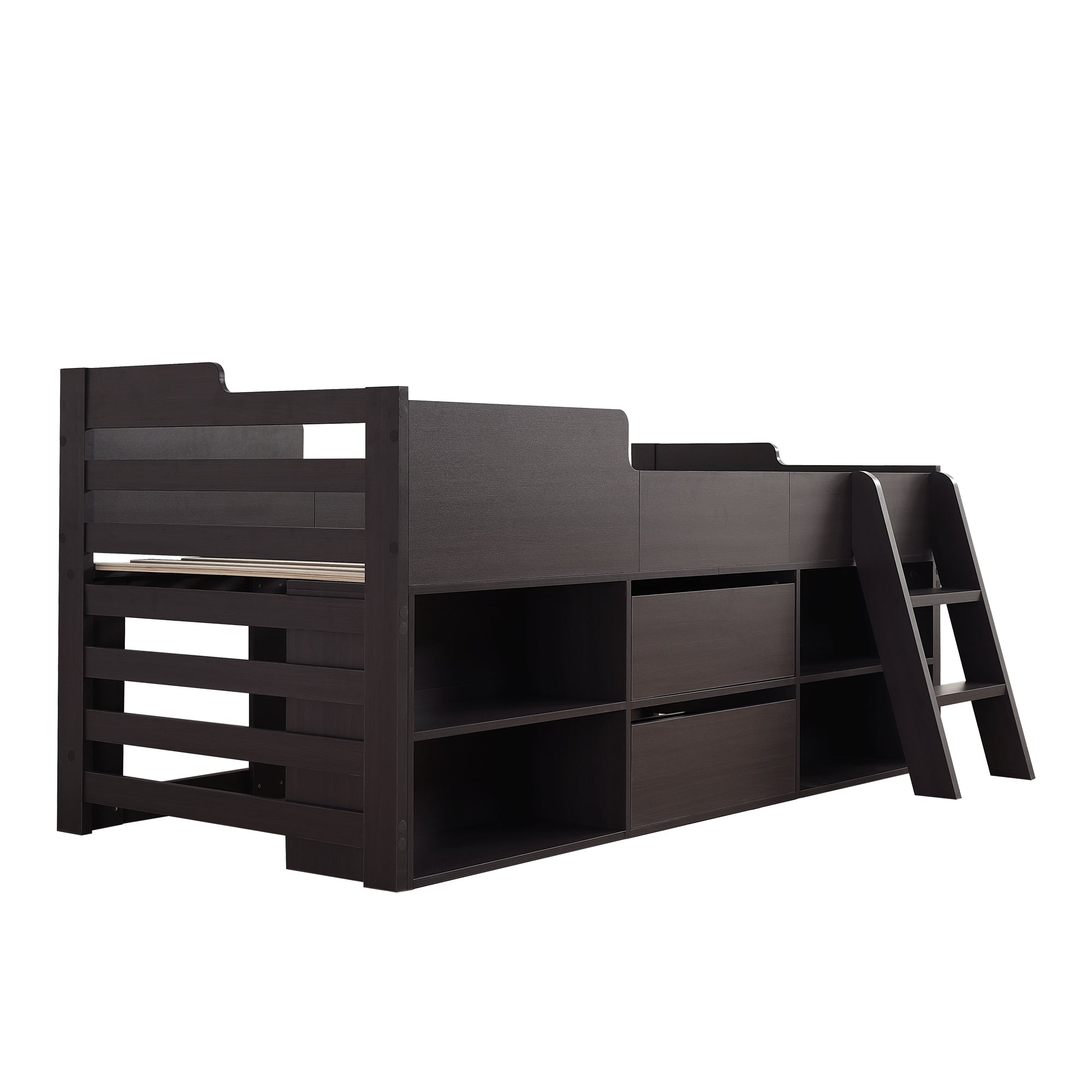 3ft Single Mid Sleeper Cabin Bed with Drawers & Shelf Storage – Wooden Frame