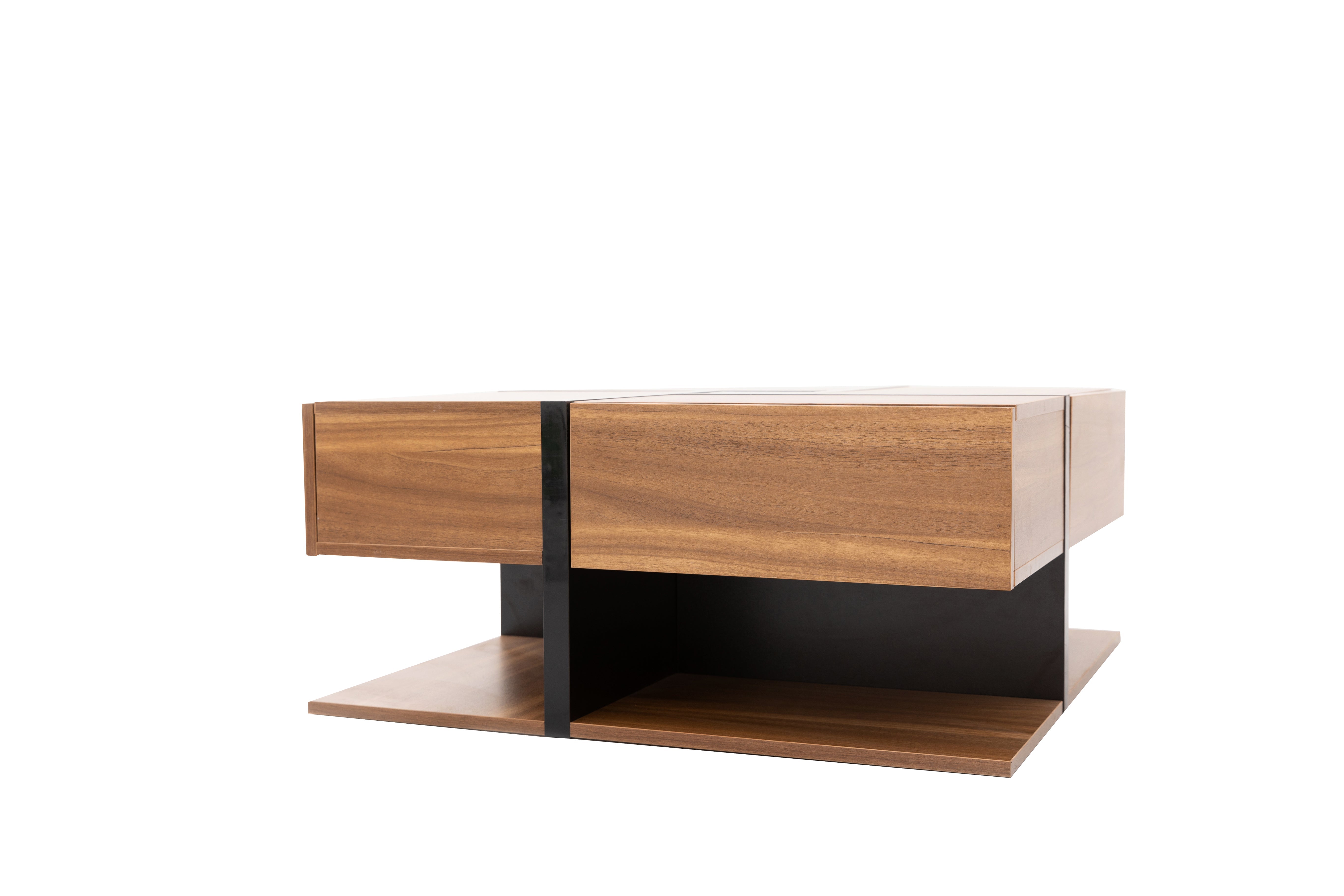 Coffee Table with 4 Drawers, Unique Design