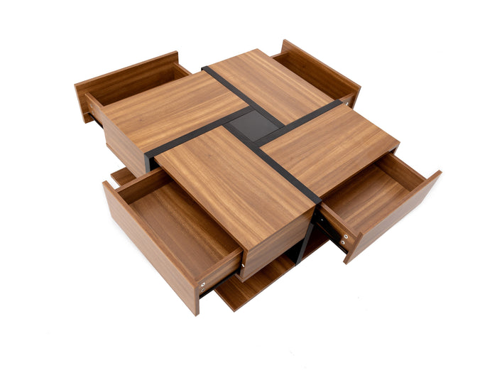 Coffee Table with 4 Drawers, Unique Design