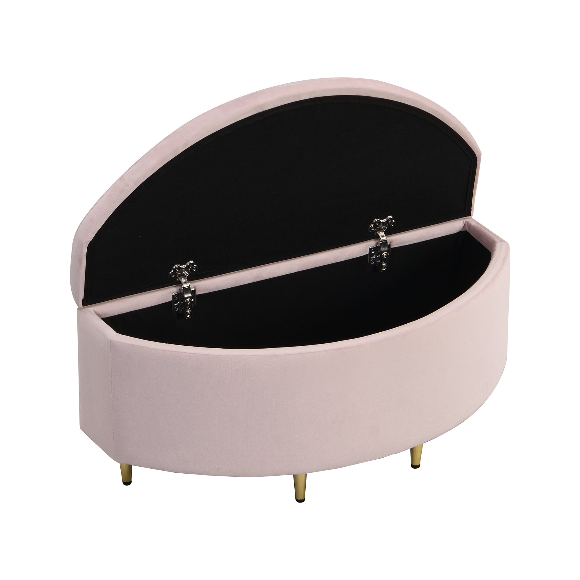 Upholstered Bench Velvet Storage Metal Legs 90x40x42cm - Pink