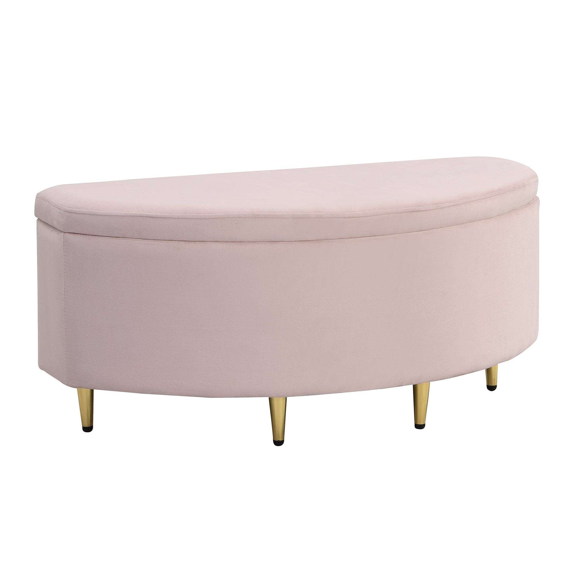 Upholstered Bench Velvet Storage Metal Legs 90x40x42cm - Pink