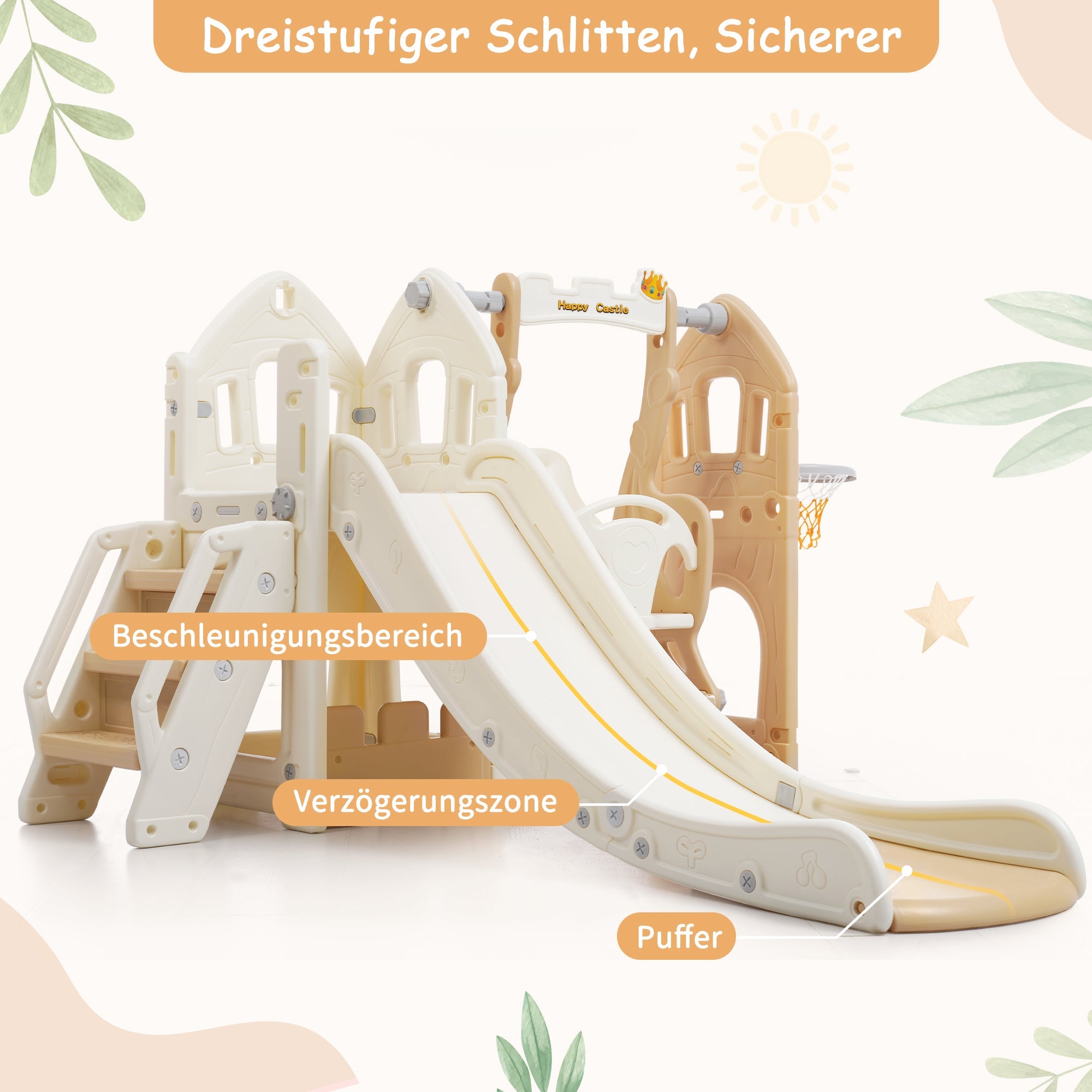 Children's Slide Set with Swing, 5-in-1, Indoor