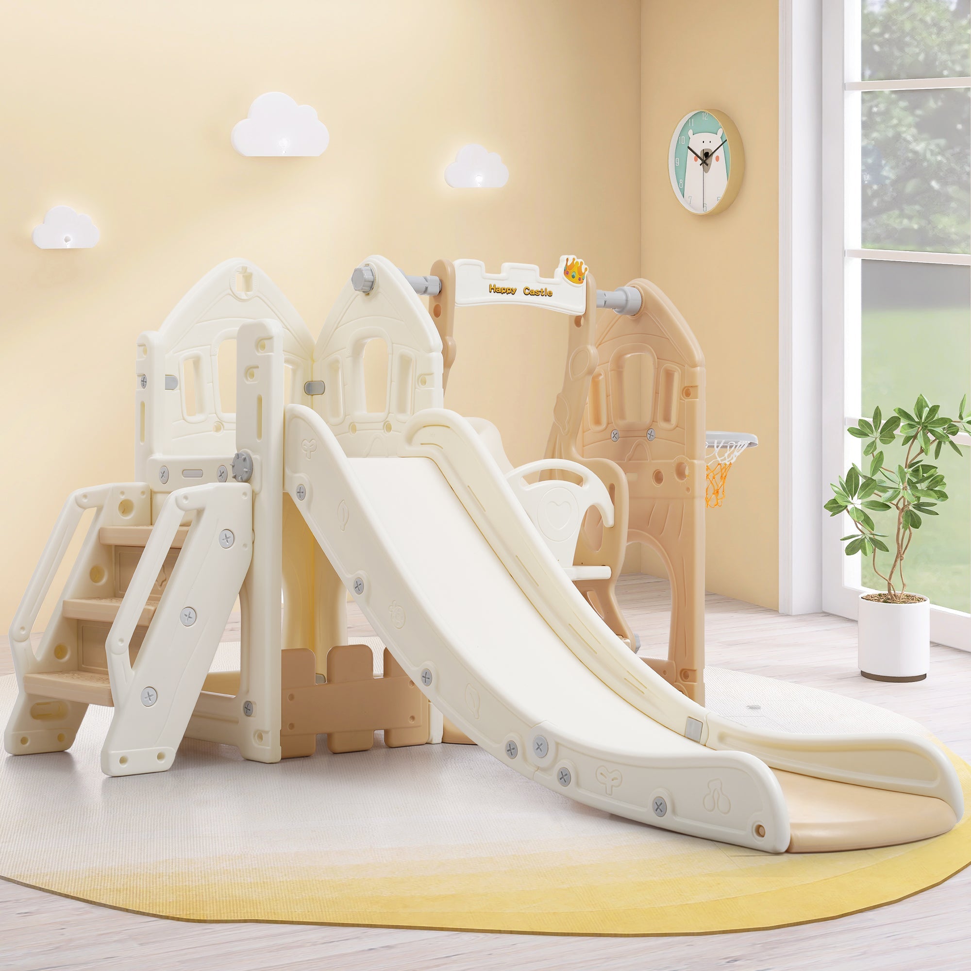 Children's Slide Set with Swing, 5-in-1, Indoor