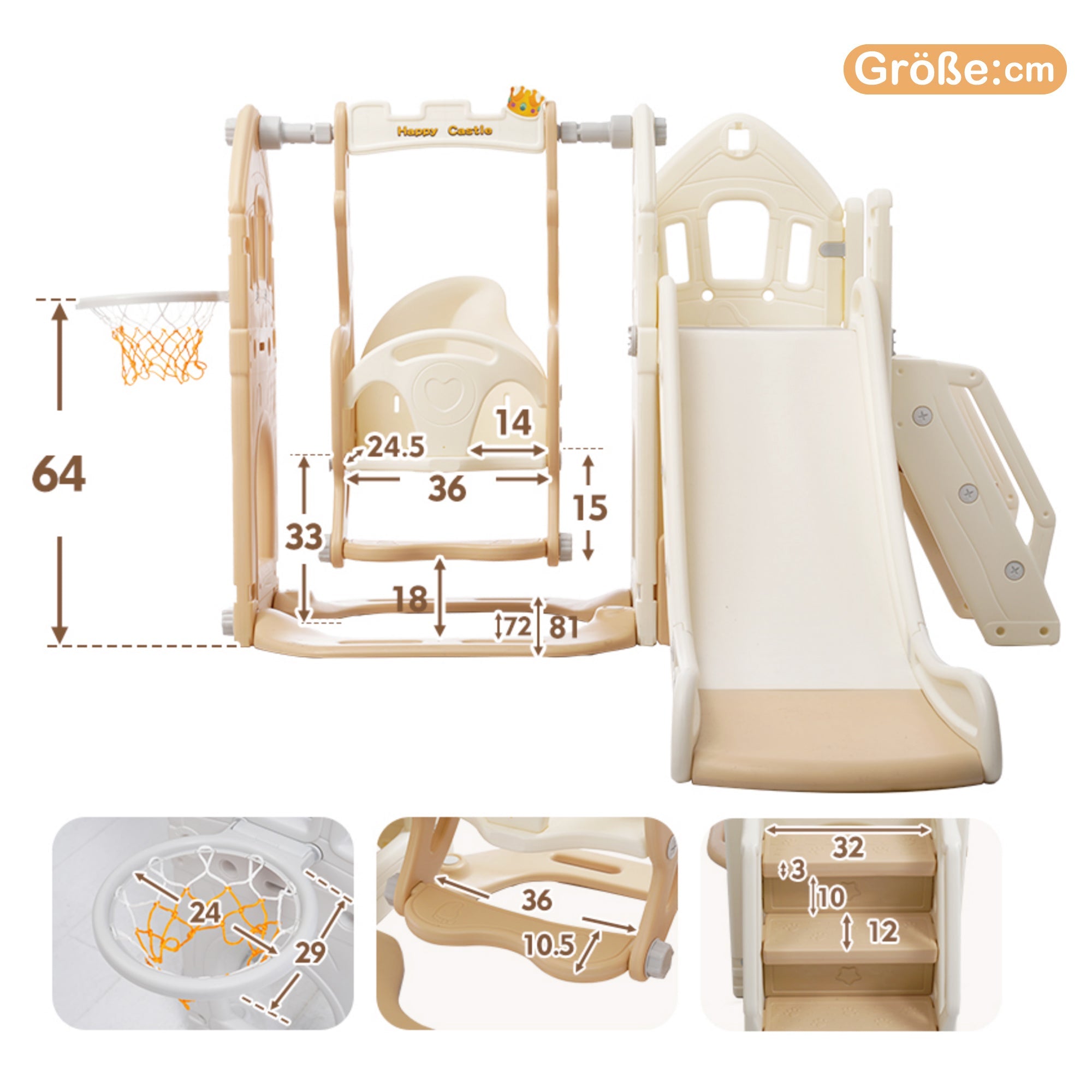 Children's Slide Set with Swing, 5-in-1, Indoor