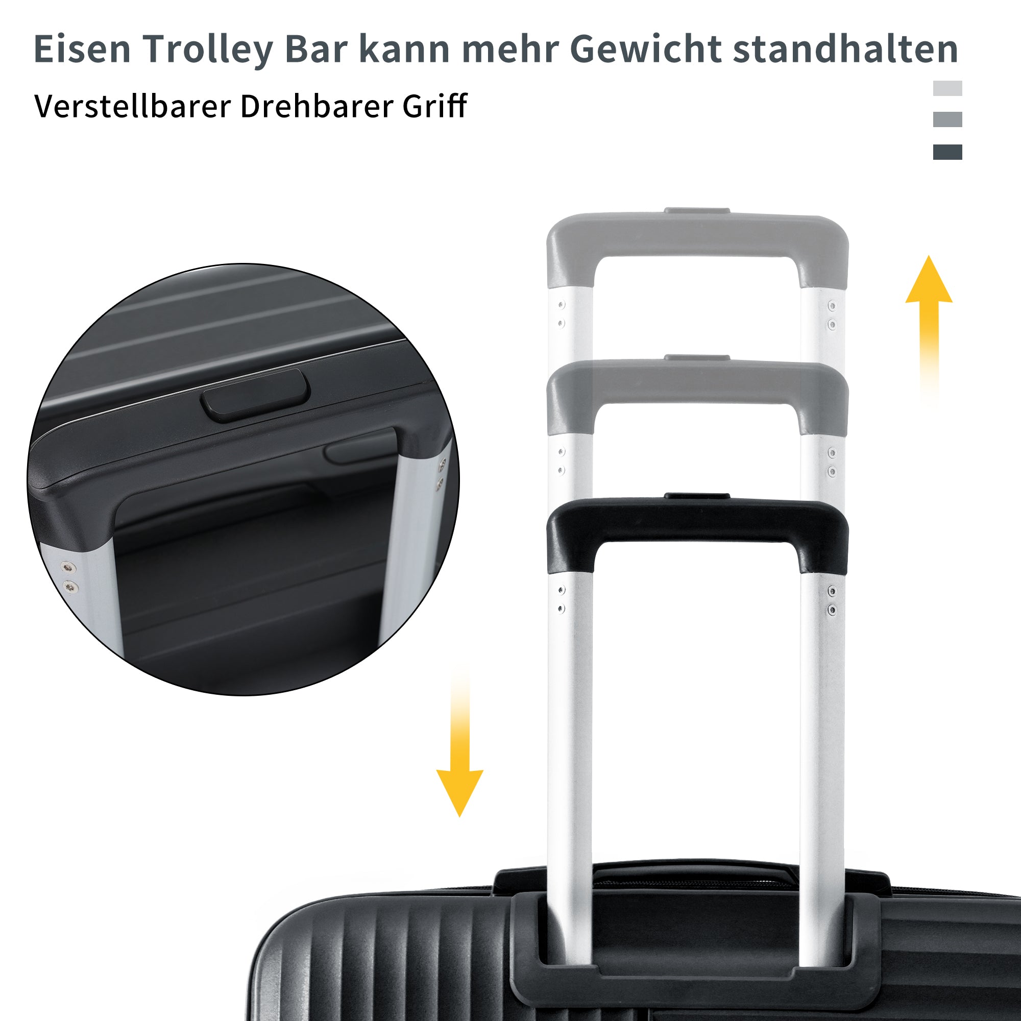 M-L-XL Luggage Set, Lightweight, Durable, Universal Double Wheels, TSA Lock, Black