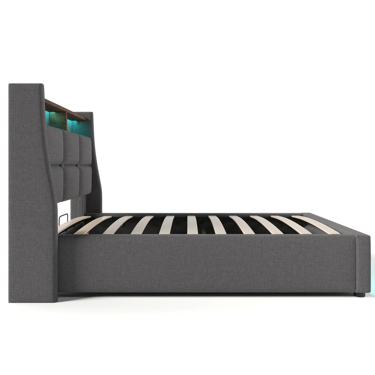 Single Bed Frame 90x200cm – Upholstered Linen with USB & LED