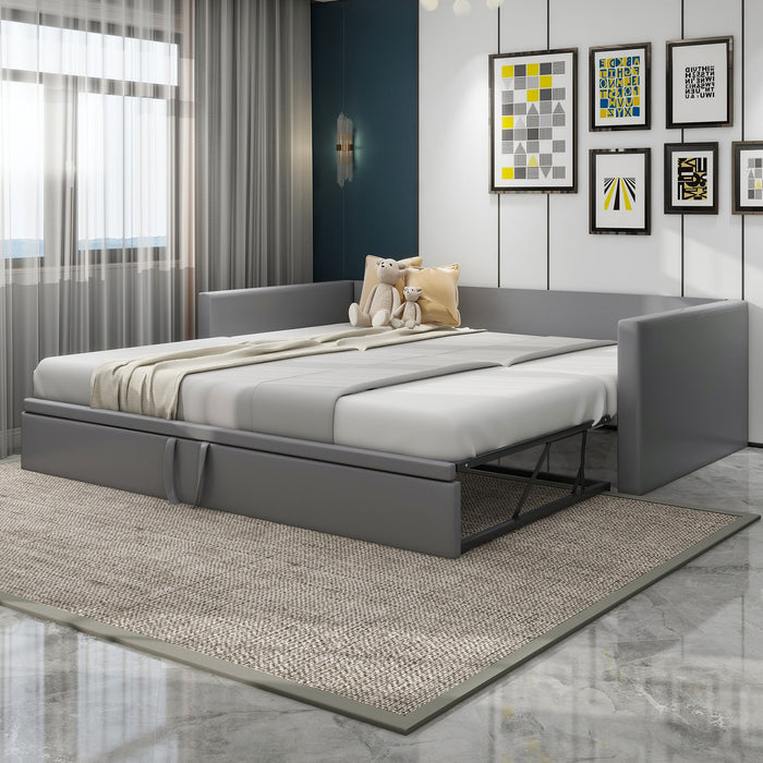 Upholstered Sofa Bed 90/180x200 cm Extendable Multifunctional Velvet Grey