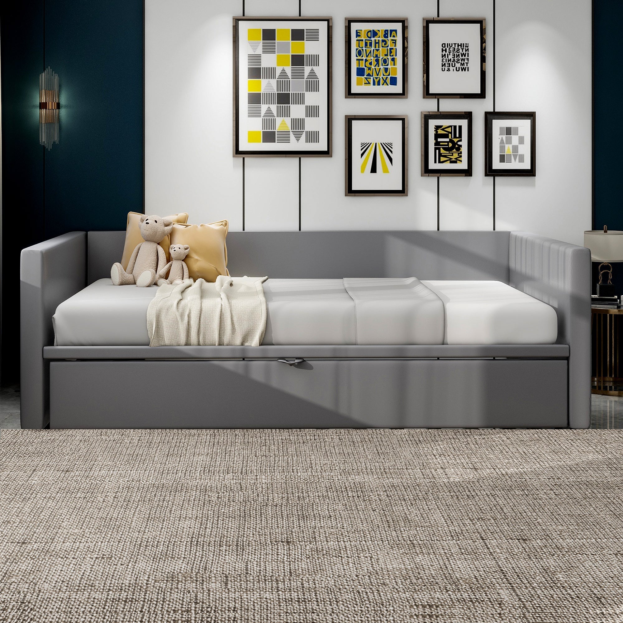Upholstered Sofa Bed 90/180x200 cm Extendable Multifunctional Velvet Grey