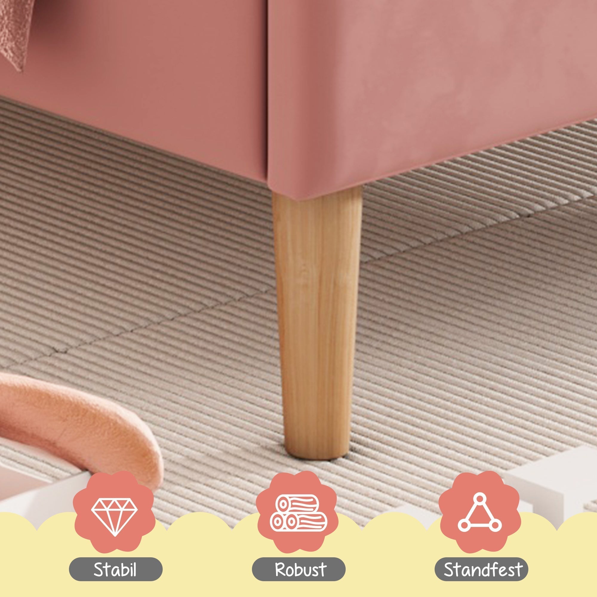 Upholstered Bed 140x200cm Slatted Base Adjustable Headboard - Velvet Pink