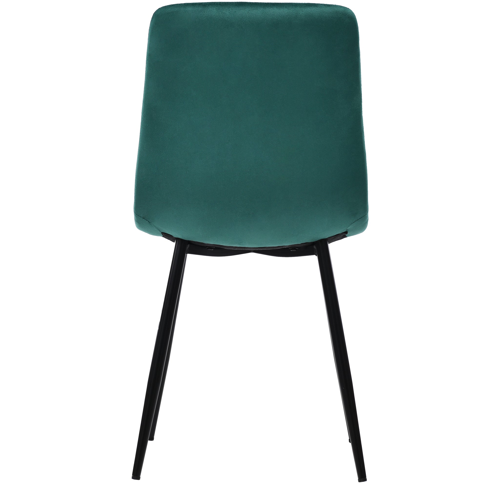 Dining Chair (4 pcs), Dark Green, Velvet Upholstered with Backrest, Metal Frame
