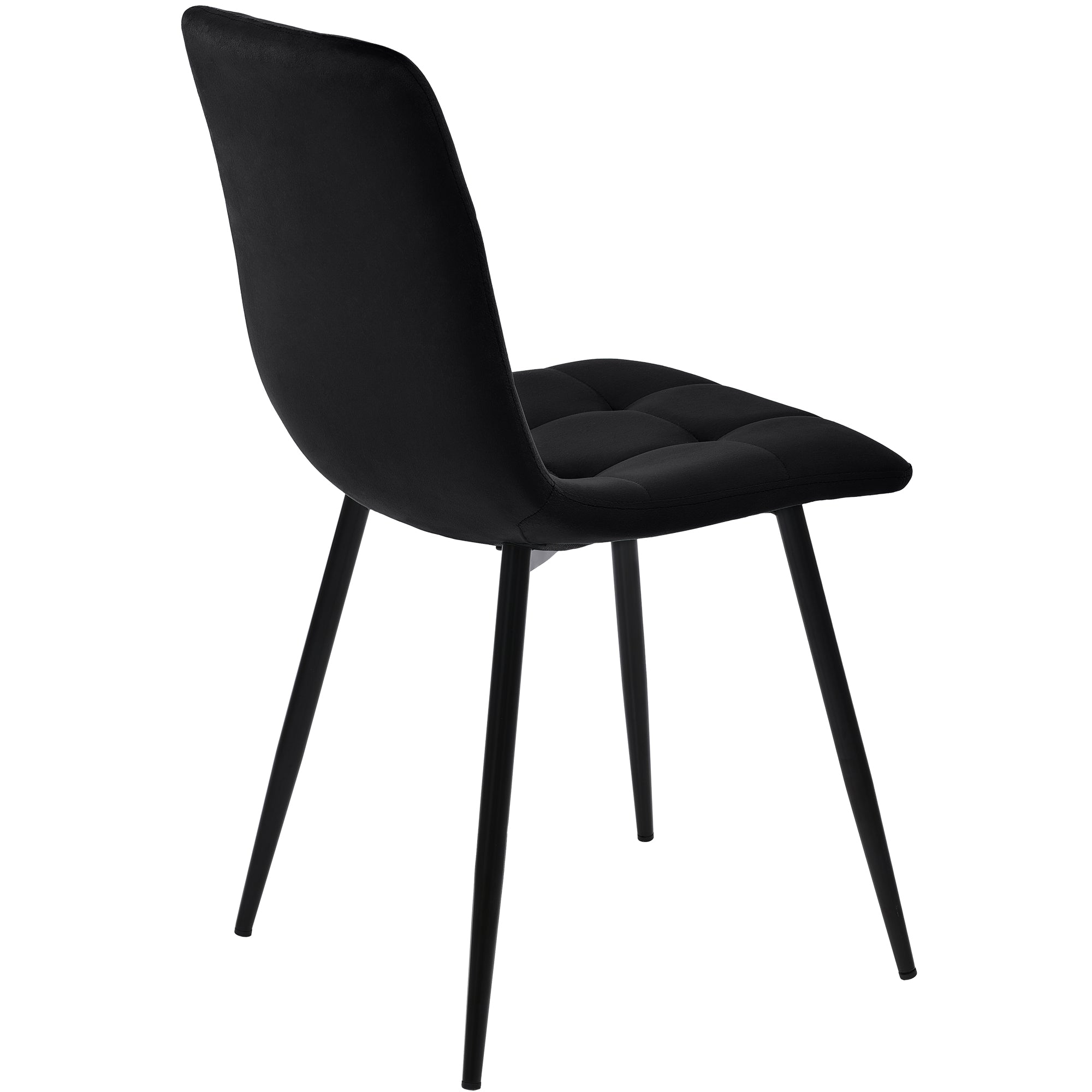 Dining Chair (4 pcs), Upholstered Chair with Backrest, Black Velvet Seat and Metal Frame