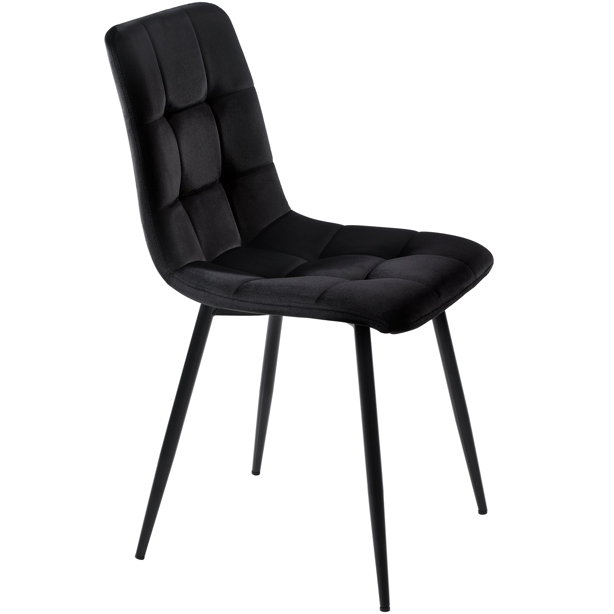 Dining Chair (4 pcs), Upholstered Chair with Backrest, Black Velvet Seat and Metal Frame