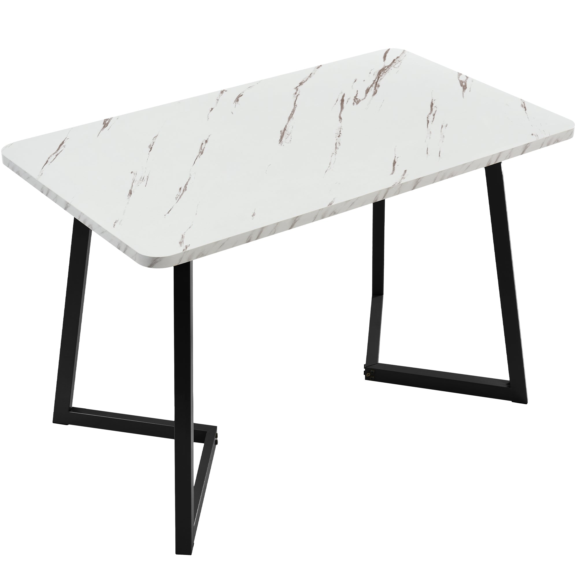 Dining Table with 4 Chairs Set, Rectangular Modern Kitchen Table, Dark Grey Velvet and Black Legs