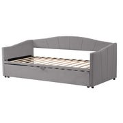 Upholstered Sofa Bed with Extendable Frame and Slatted Base, Velvet Grey/Beige