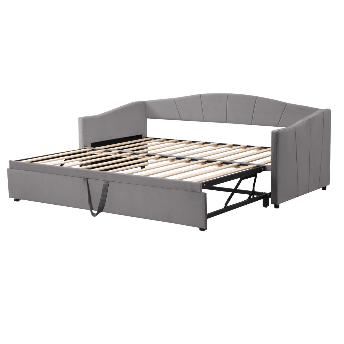 Upholstered Sofa Bed Extendable 90/180x200 cm Slatted Frame, Velvet Grey