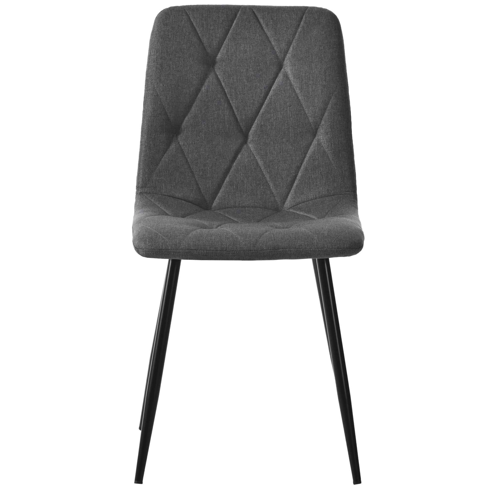 Dining Chairs Set of 4 Upholstered Designer with Backrest Twill Linen Metal Legs Dark Grey