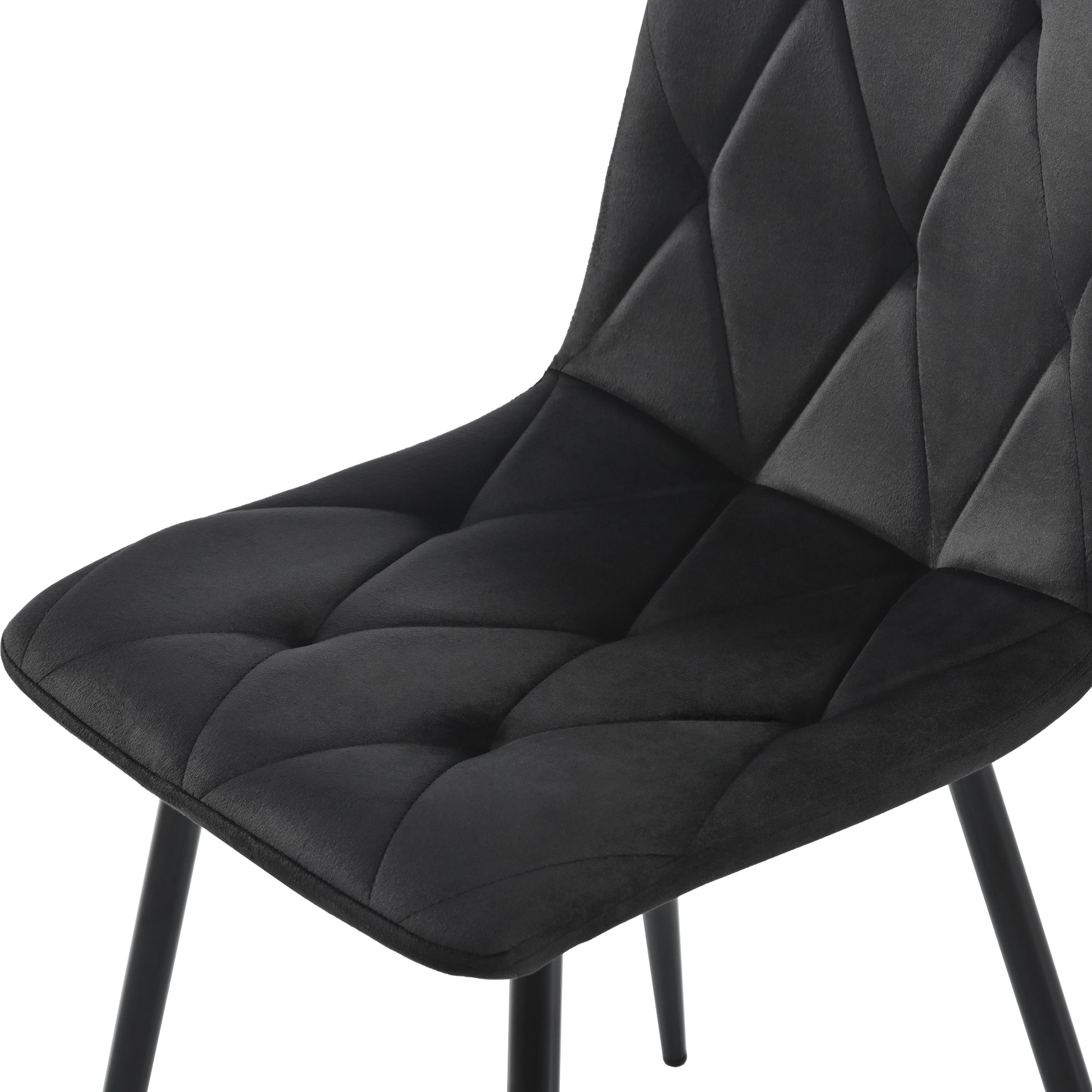 Dining Set 5-Piece 117x68cm Rectangular Table with 4 Chairs Black Twill Velvet Black Legs