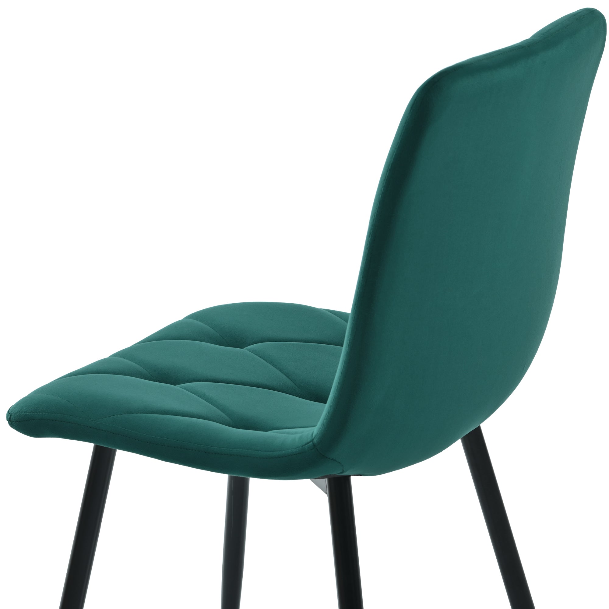 Set of 4 Dining Chairs Upholstered Designer Twill Velvet Dark Green