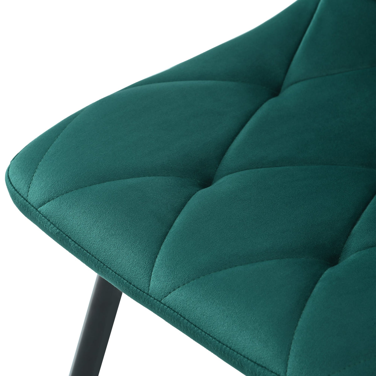 Dining Set 5-Piece Rectangular Table 117x68cm 4 Chairs Dark Green Twill Velvet Gold Legs