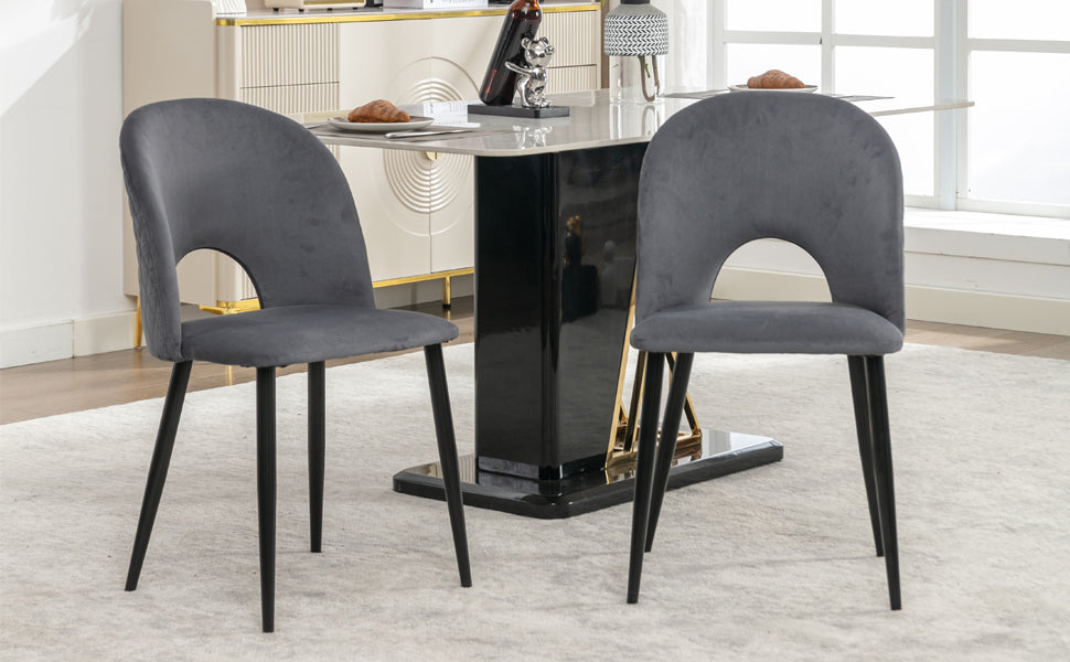 Dining Room Chair, Upholstered Design with Diamond Pattern, Gray Velvet