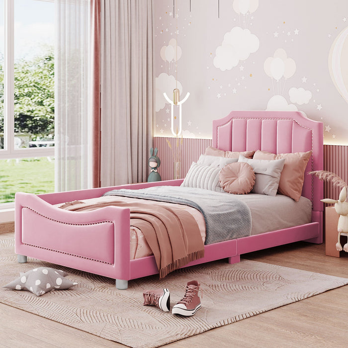 90×200cm Children’s Upholstered Sofa Bed in Pink Flannel