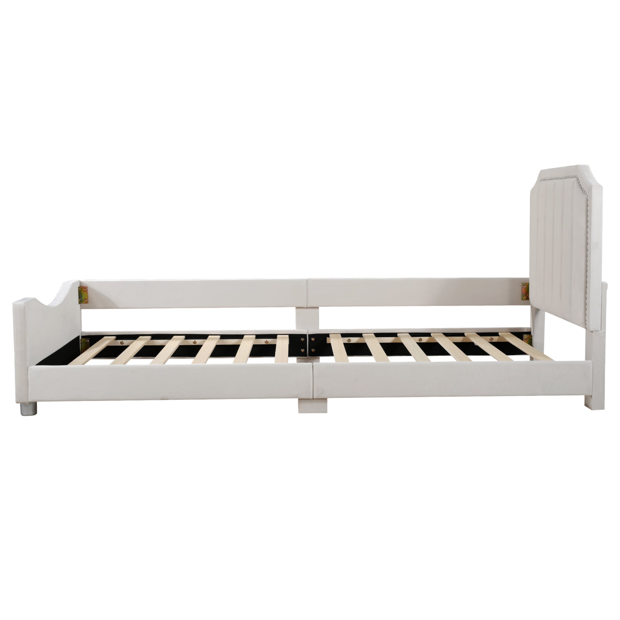 Children’s Upholstered Sofa Bed with Flannel Finish – 90x200cm Beige