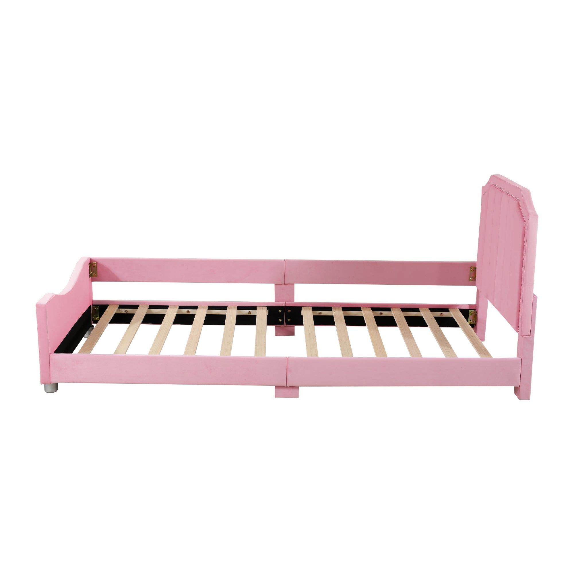 Children's Bed Upholstered Sofa Bed 90*200cm, Flannel, Pink