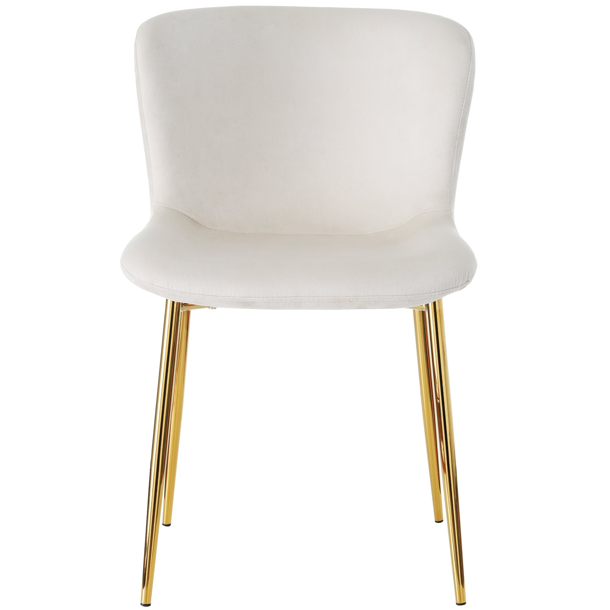 Velvet Dining Chair Set of 4 with Metal Legs, Beige