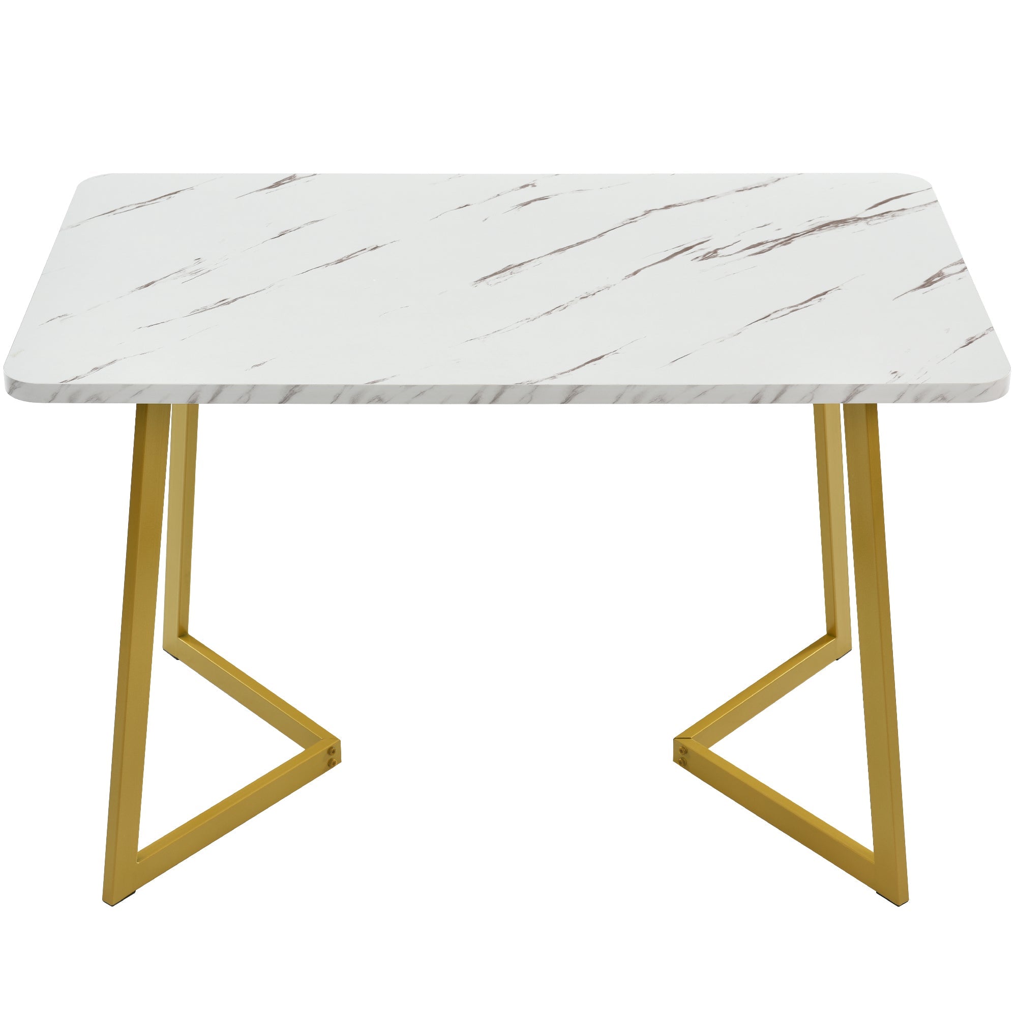Dining Set, 117x68cm Table with 4 Chairs, Gray Velvet, Golden Legs