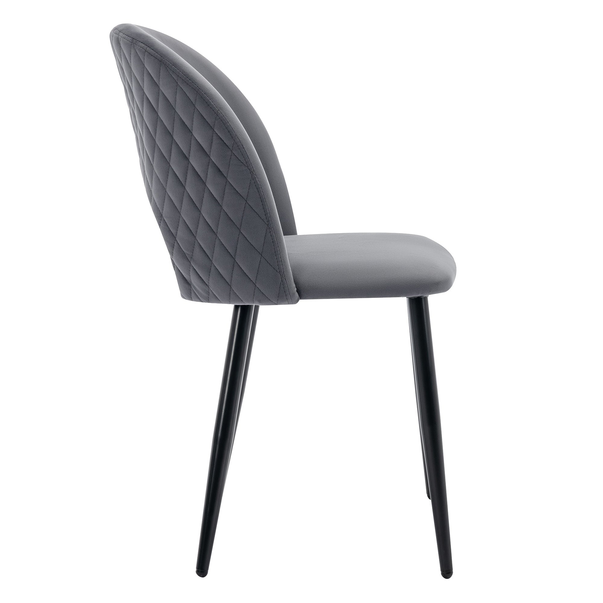 Dining Set, 140x80cm with 4 Chairs, Velvet, Gray/White/Black