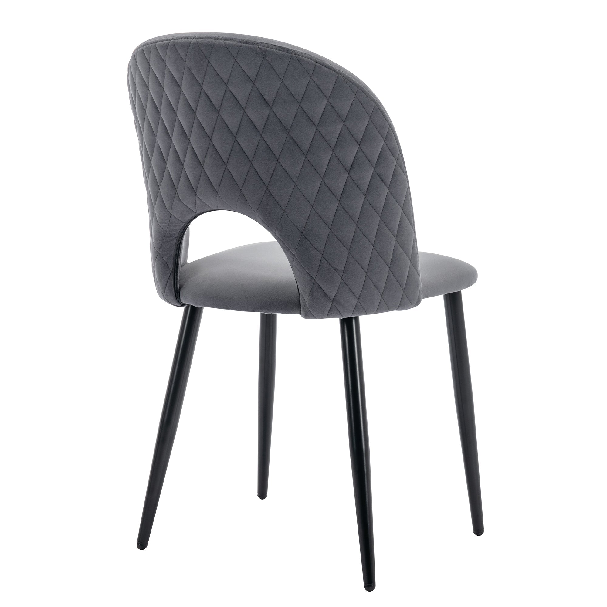 Dining Set, 140x80cm with 4 Chairs, Velvet, Gray/White/Black