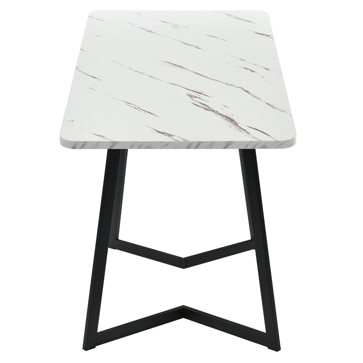 Dining Table Rectangular 117x68cm Modern Marble Pattern Metal Frame Black/White