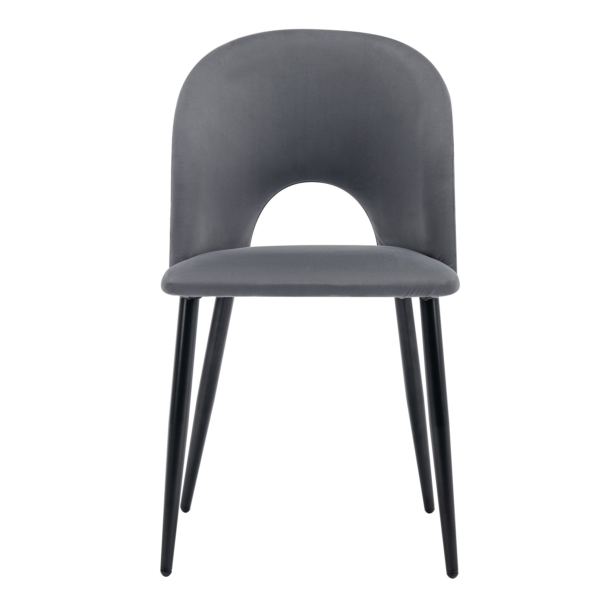 Dining Set, 140x80cm with 4 Velvet Chairs, Gray MDF & Black Legs