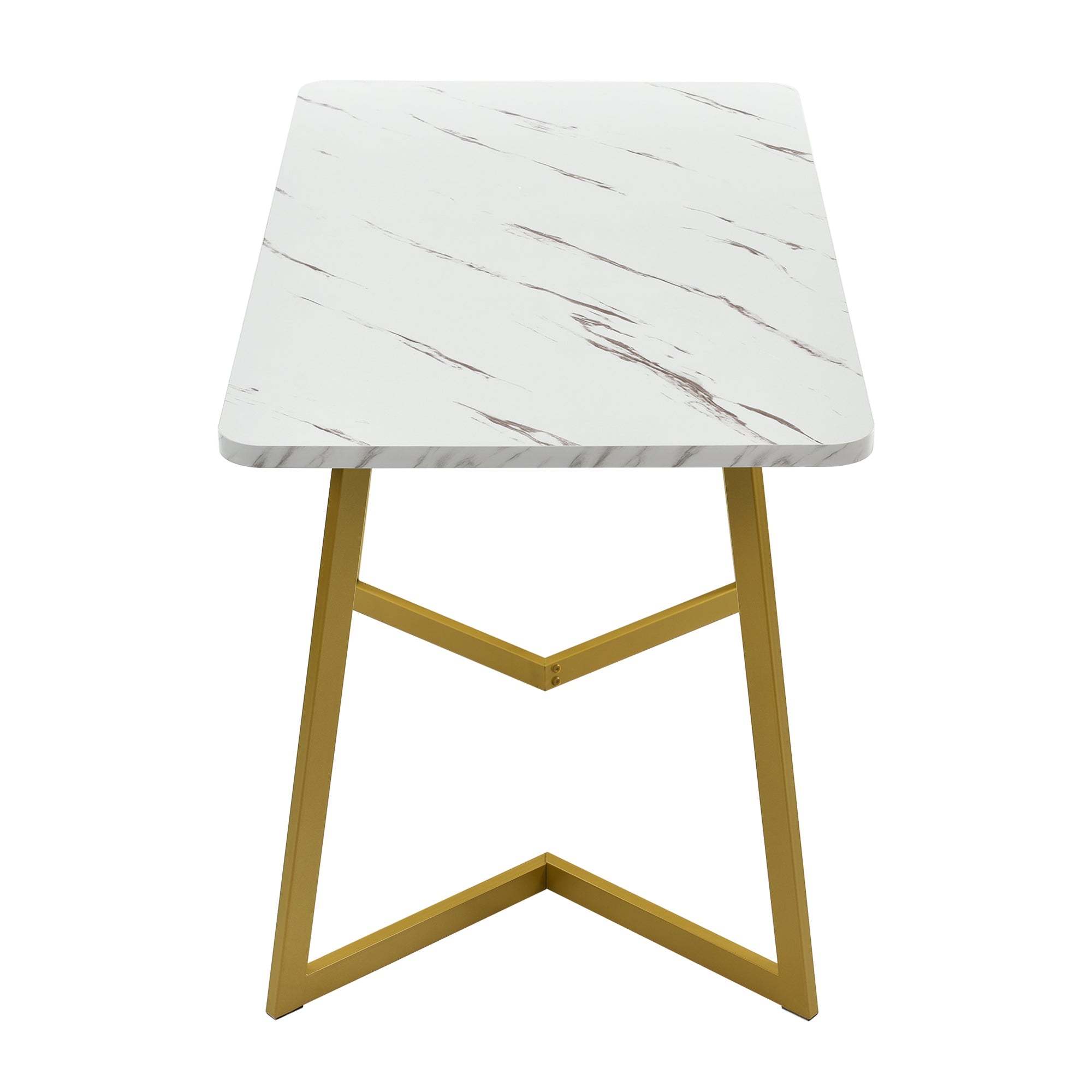 Dining Set, 117×68cm Table with 4 Chairs, Beige Velvet & Gold