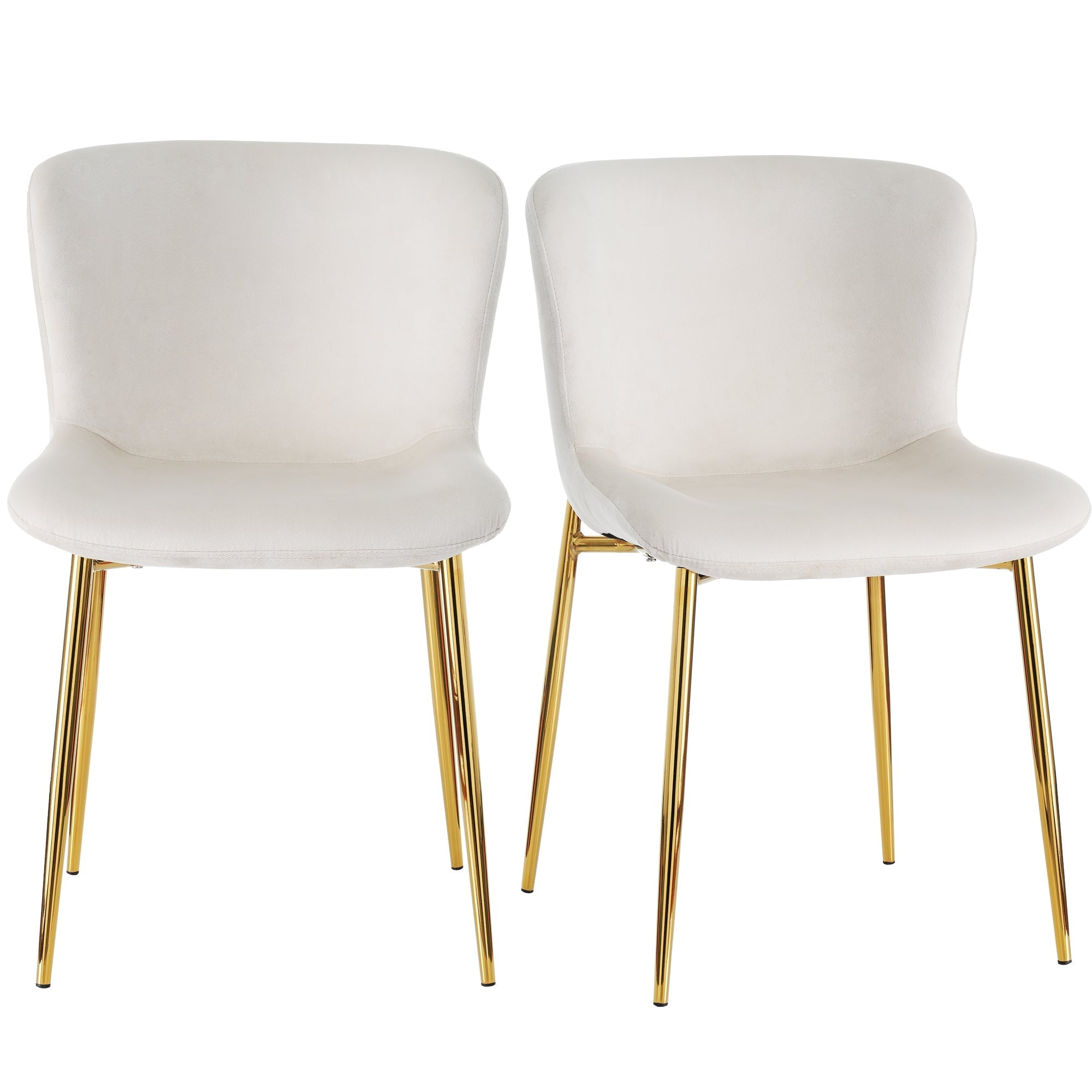 Velvet Dining Chair Set of 6 Deluxe Armchair Lounge Chair Metal Legs Beige