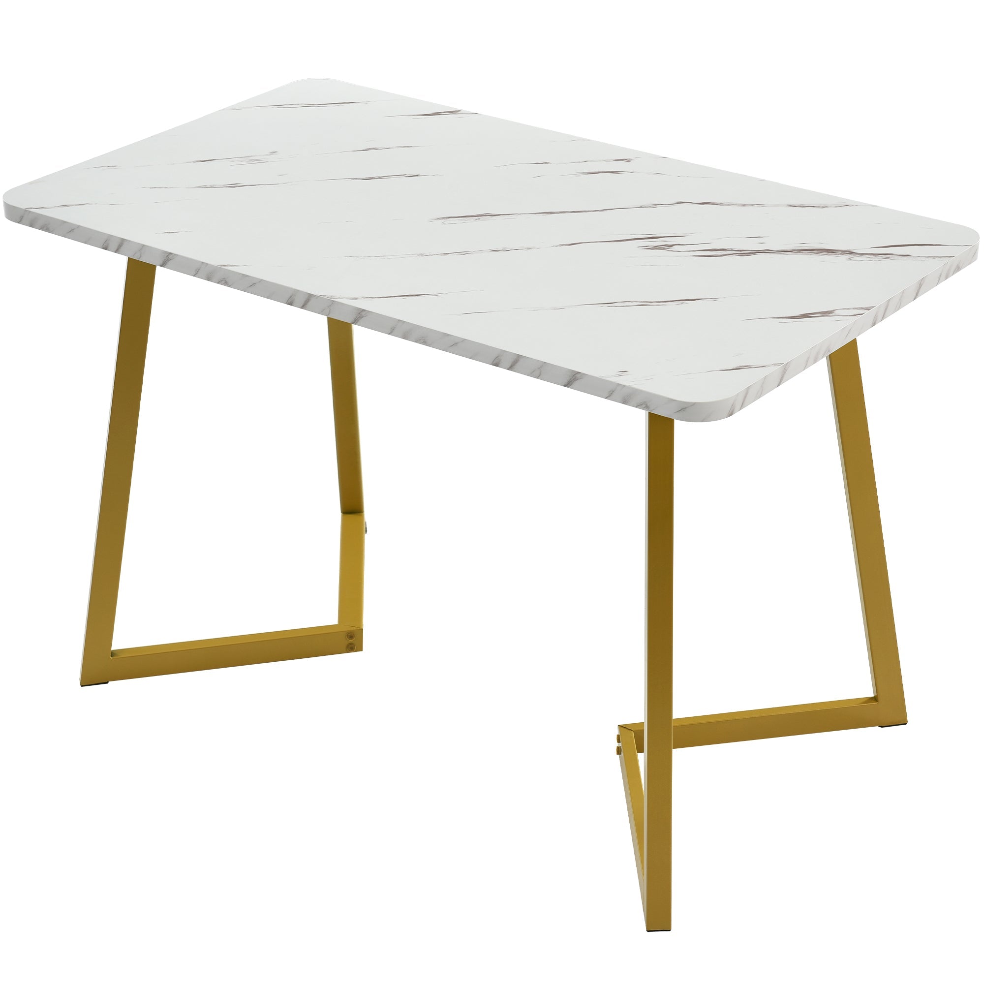 Dining Set, 117x68cm Table with 4 Chairs, Gray Velvet, Golden Legs