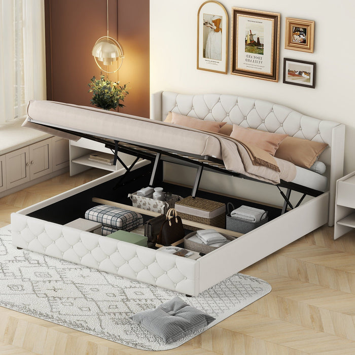 Multifunctional Flat Bed with Hydraulic Storage, 180 x 200, Beige