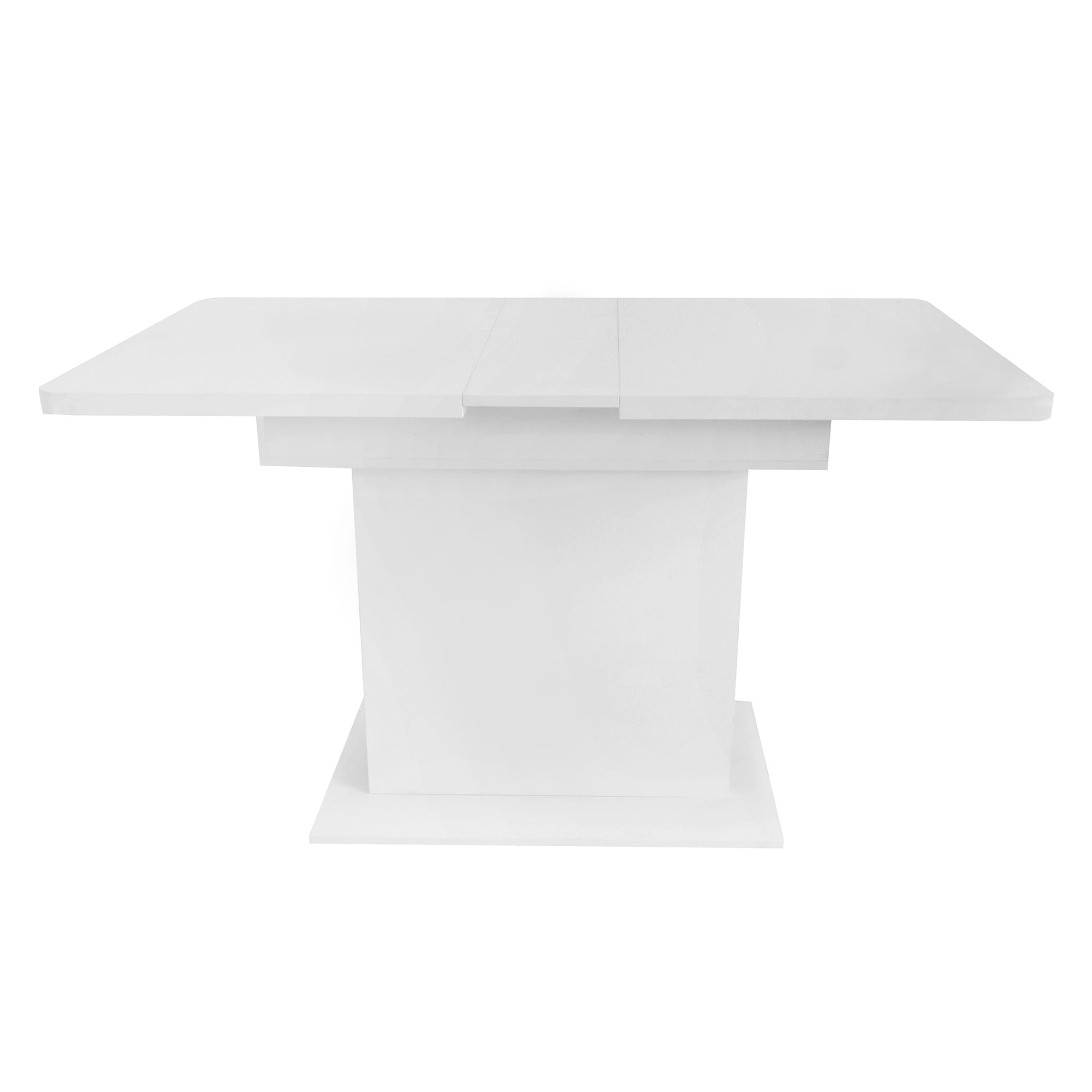 Dining Set with Extendable Rectangular Table and 6 Sherpa Fabric Chairs, Storage, White